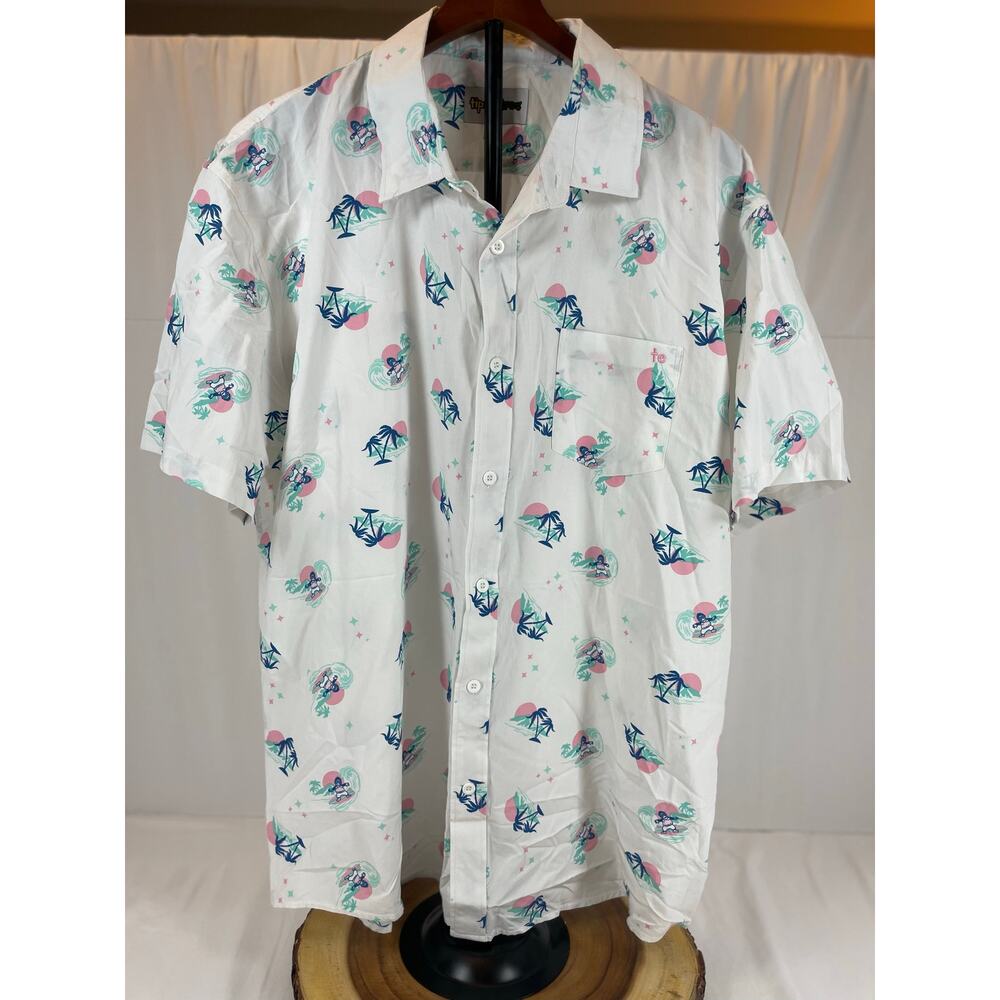 Tipsy Elves Surfing Gorilla Hawaiian Shirt White XXL Cotton Rayon